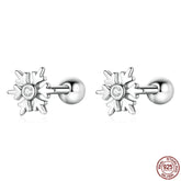 Snowflake 925 Sterling Silver Stud Earrings